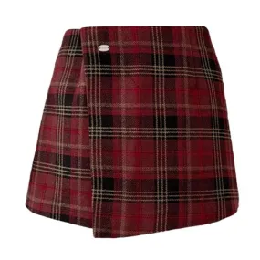 About A Girl Grunge Plaid Wrap Skirt