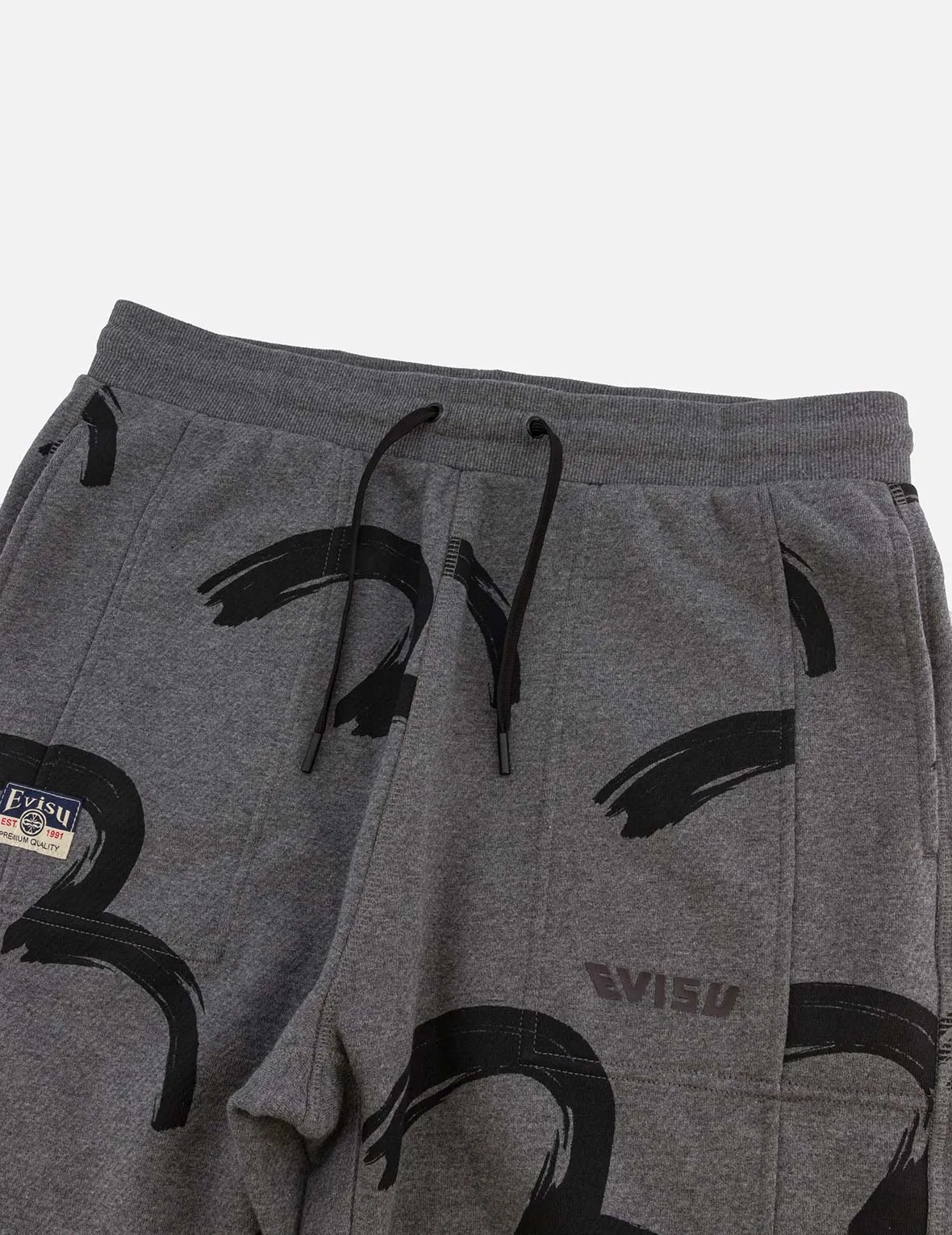 Allover Brushstroke Seagull and Logo Print Straight Fit Sweatpants