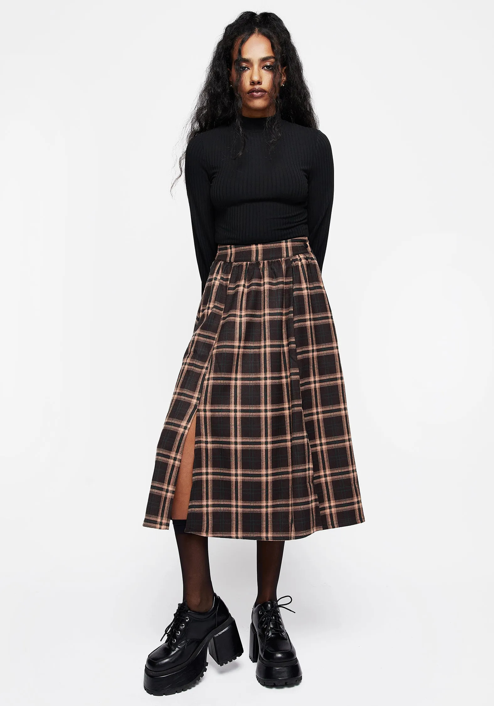 Ambrose Check Midi Skirt