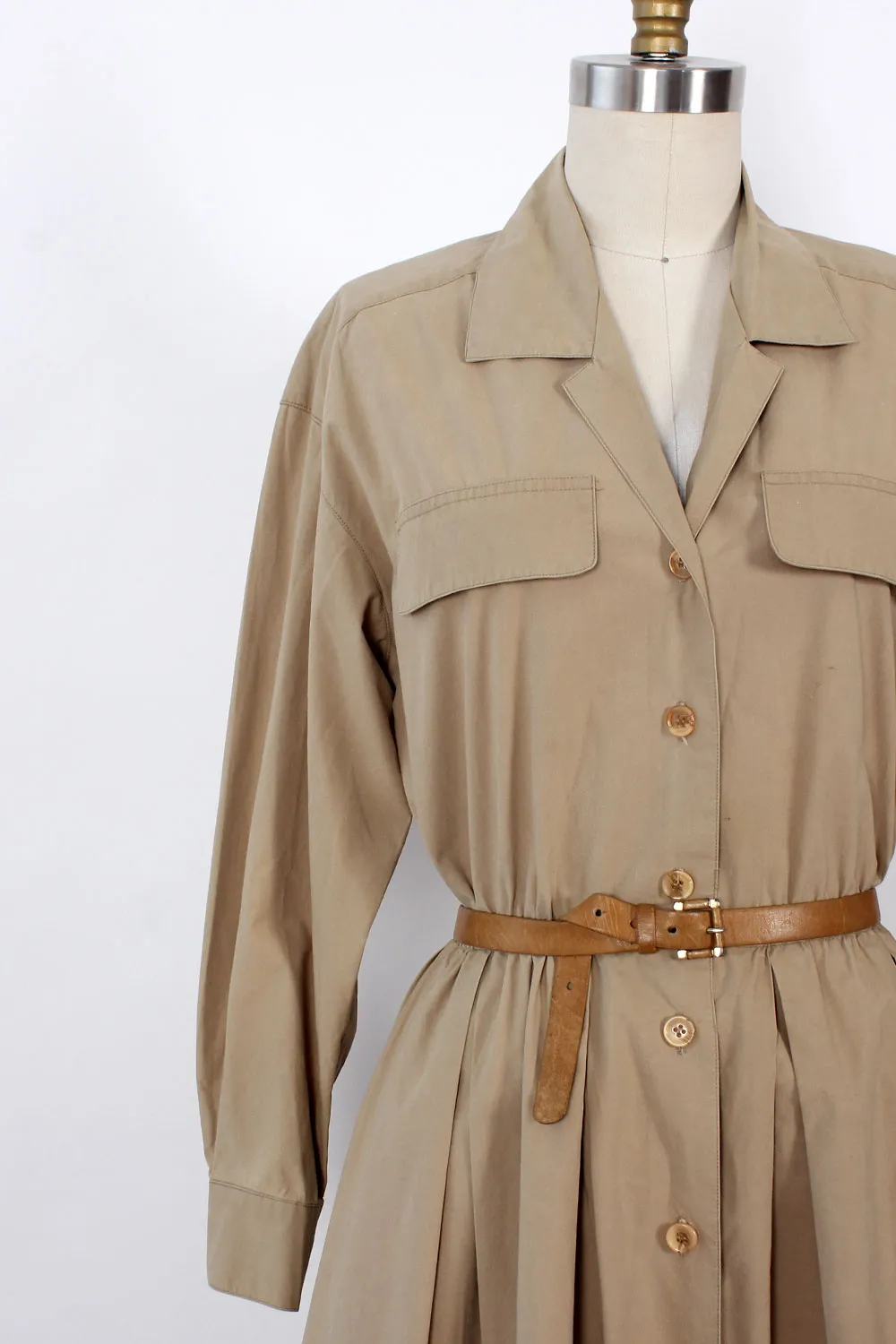 Argenti Khaki Cotton Shirtdress S