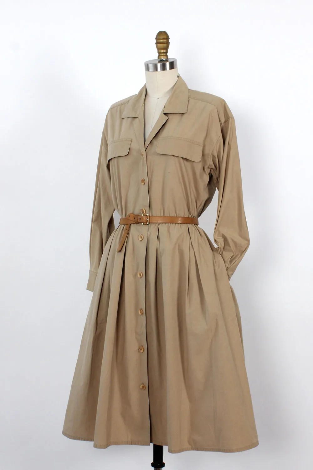 Argenti Khaki Cotton Shirtdress S