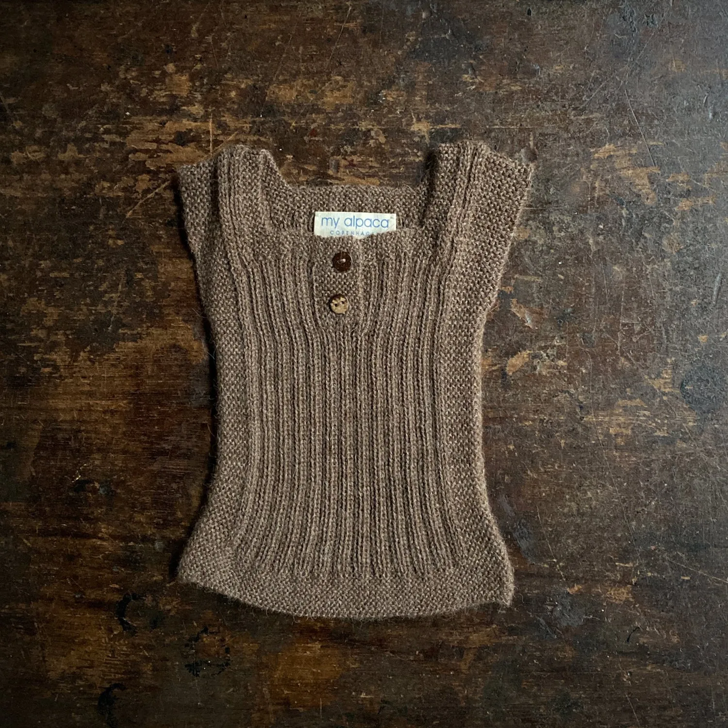 Baby & Kids Hand Knit Alpaca Rib Vest - Brown