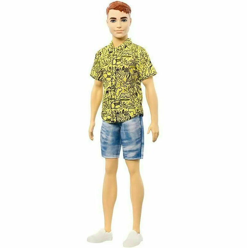 Barbie Fashionista Ken Doll - 139 Red Hair With Graphic Yellow Shirt