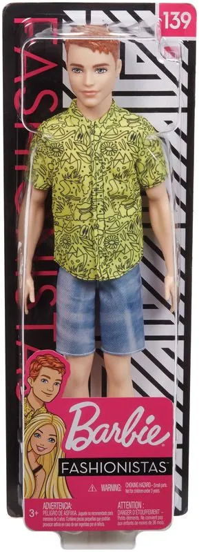 Barbie Fashionista Ken Doll - 139 Red Hair With Graphic Yellow Shirt