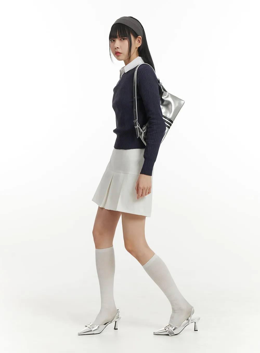 Basic Cotton Pleated Mini Skirt IM406