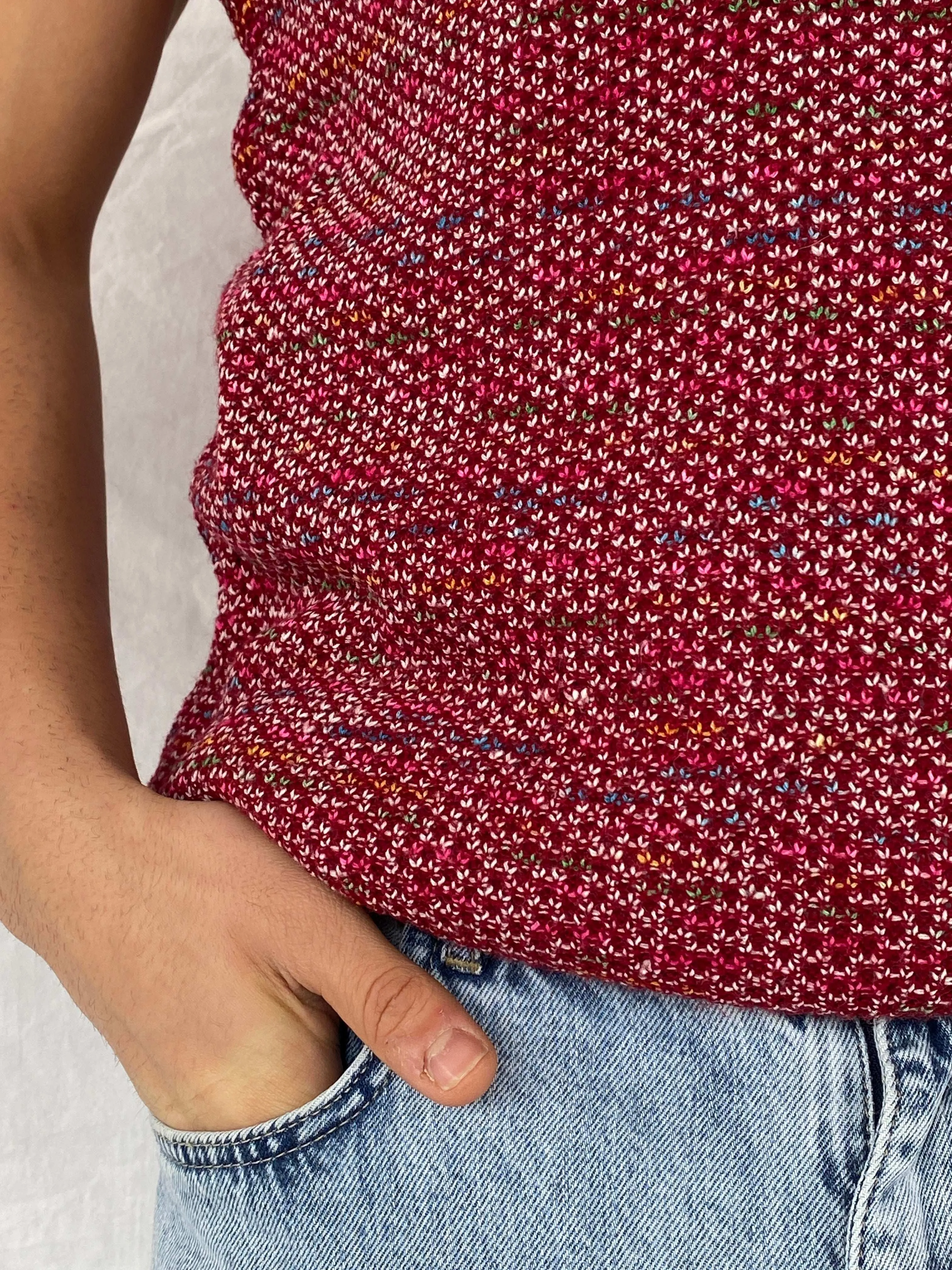 Beautiful Red Knitted Sweater Vest - Size M