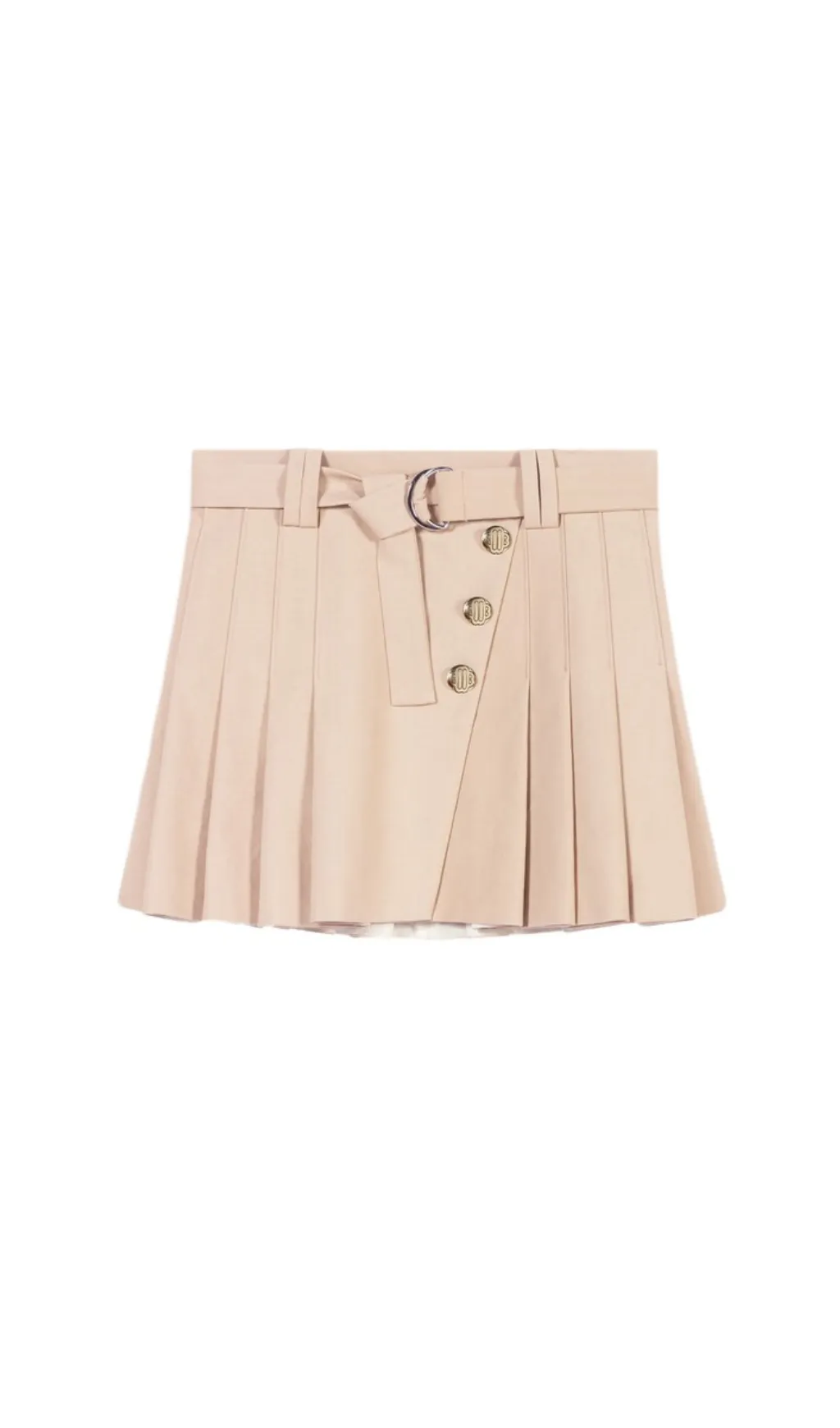 BEIGE PLEATED MINI SKIRT