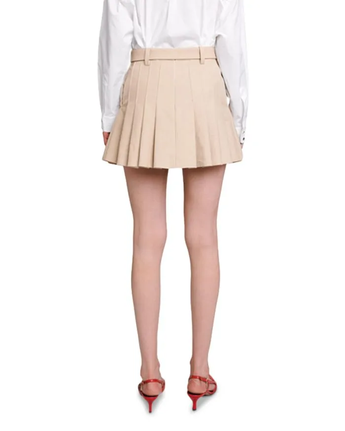 BEIGE PLEATED MINI SKIRT