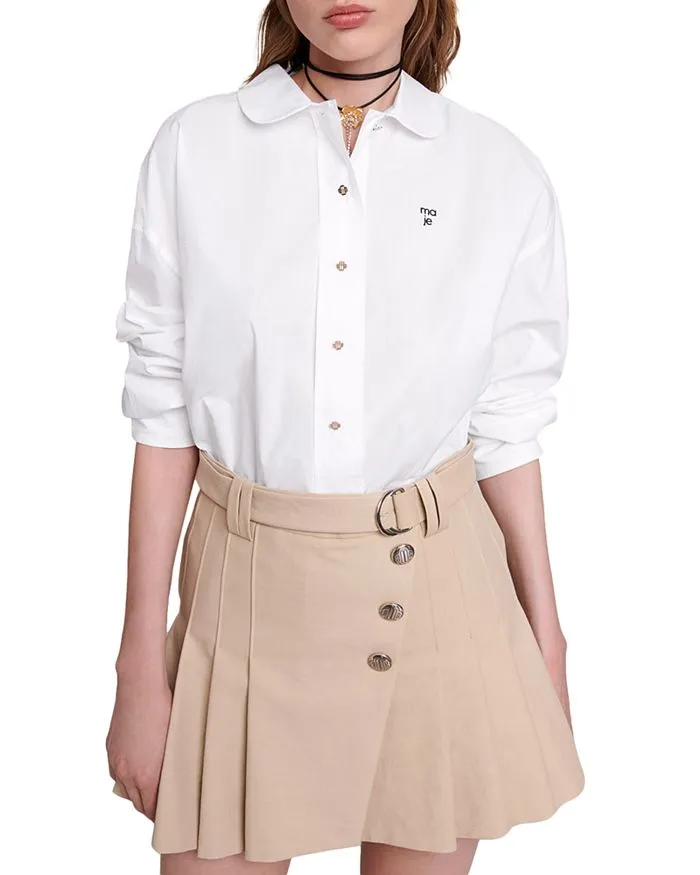 BEIGE PLEATED MINI SKIRT