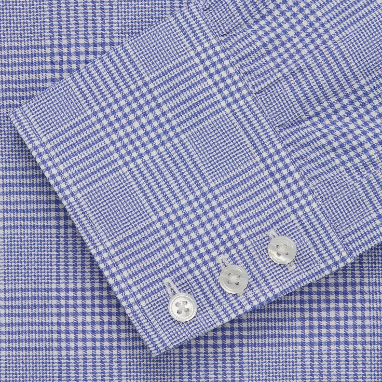 Blue Check Shirt with T&A Collar and 3-Button Cuffs