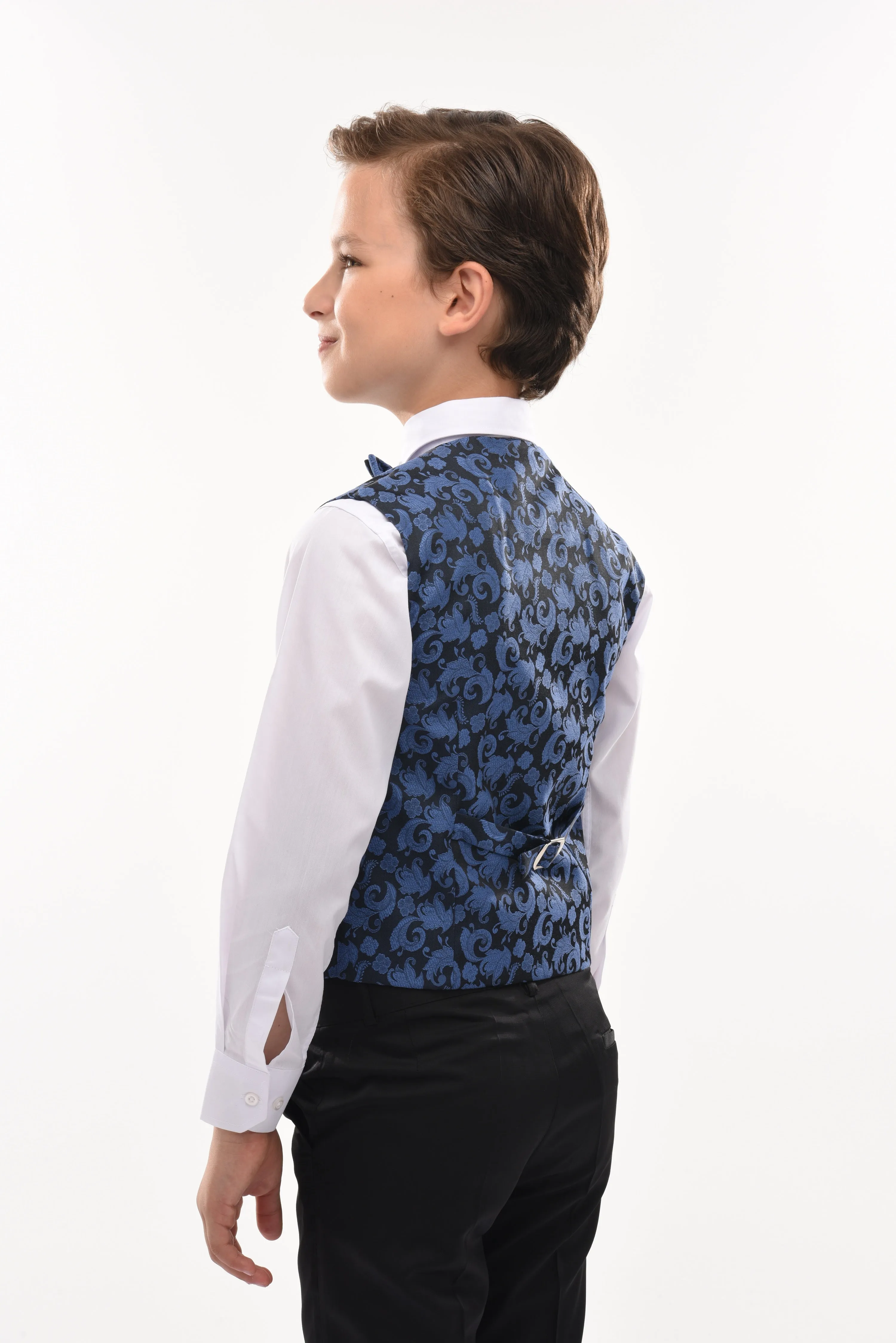 Blue Floral Print Vest & Bowtie