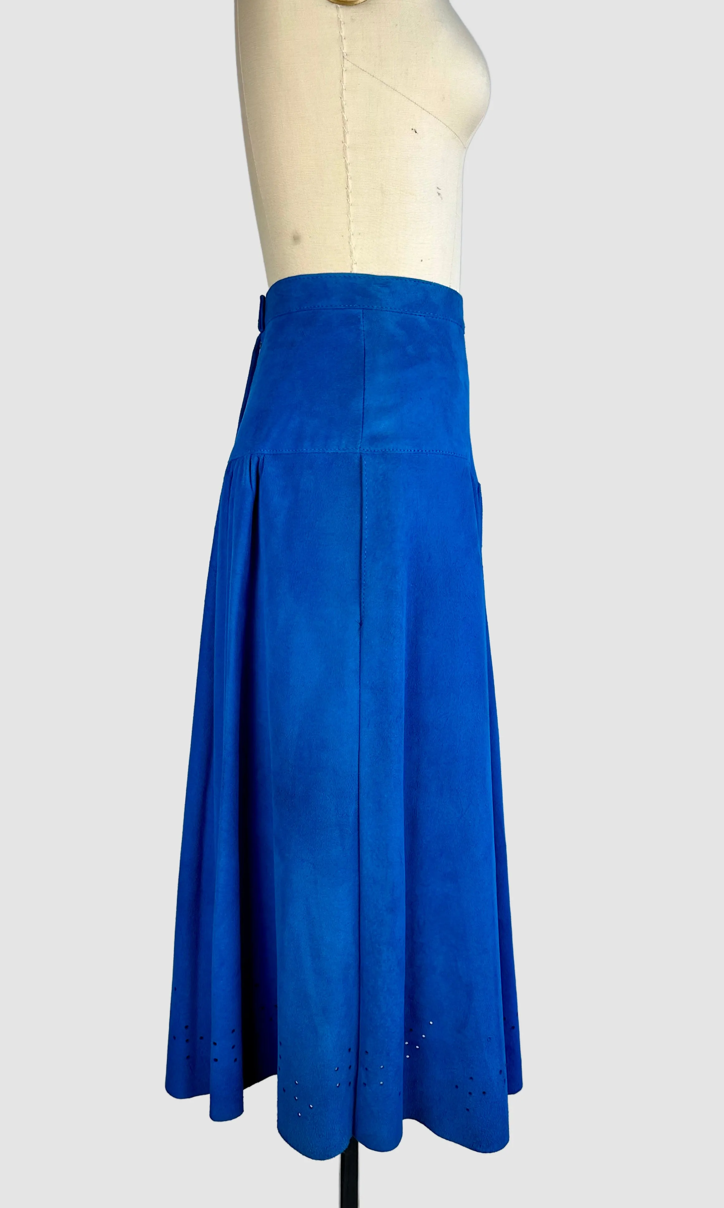 BLUE SUEDE Vintage 80s Maxi Skirt • Small