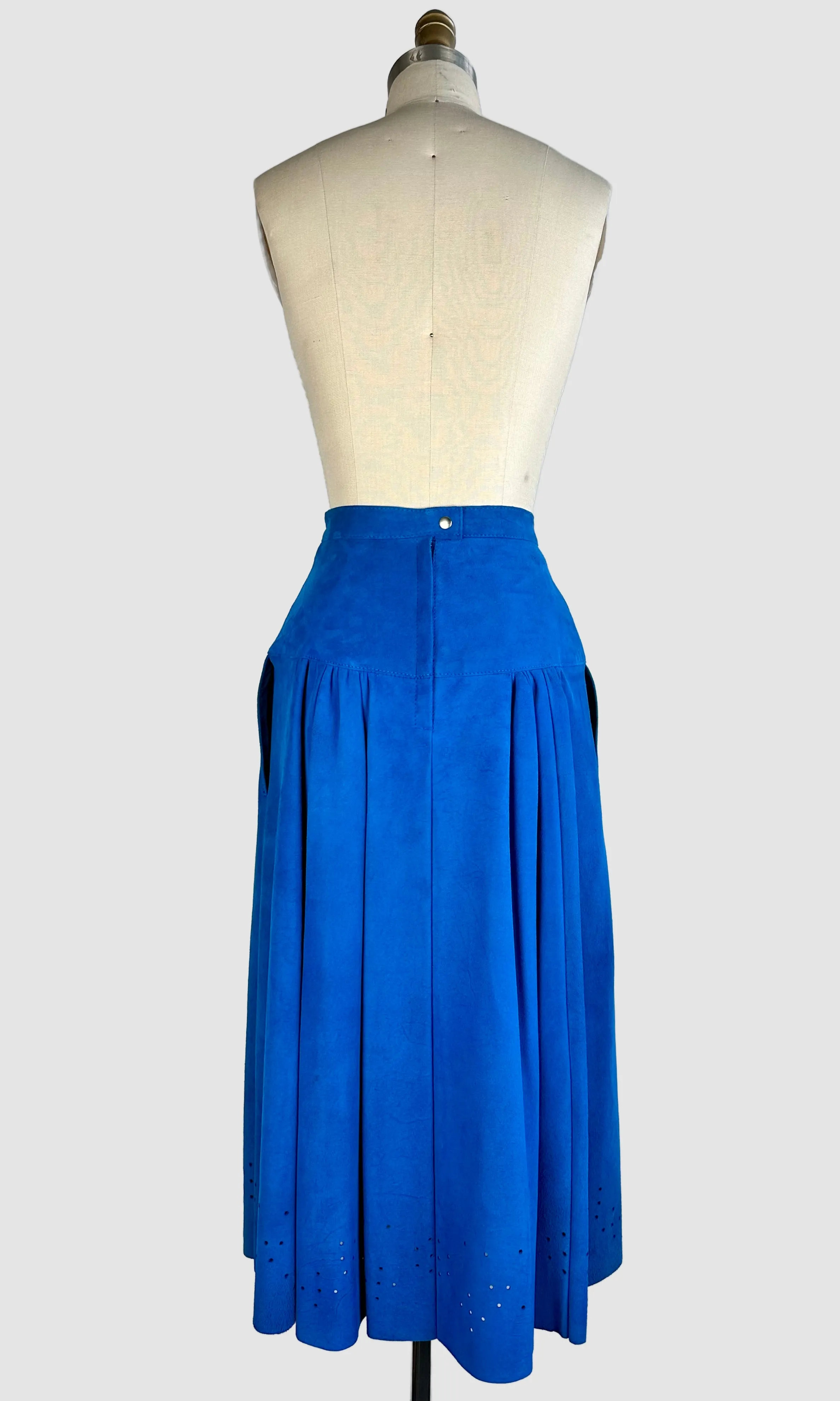 BLUE SUEDE Vintage 80s Maxi Skirt • Small