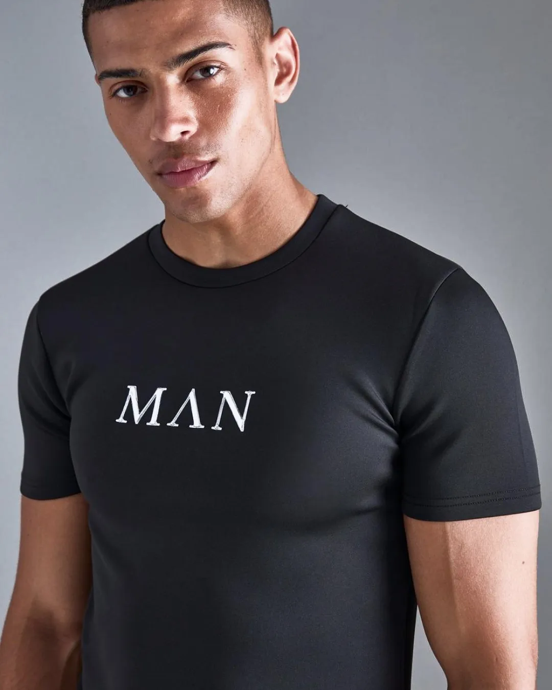 Boohooman Man Muscle Fit Scuba T-Shirt  In Black