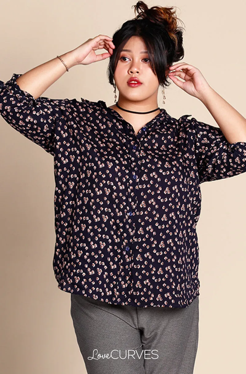 Boyfriend Button Down Shirt - Midnight Florals