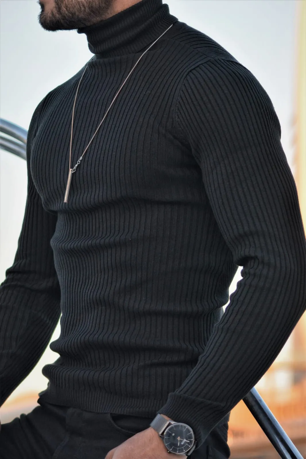 Buy Black Slim Fit Turtleneck Wool Sweater by GentWith | Free Shipping