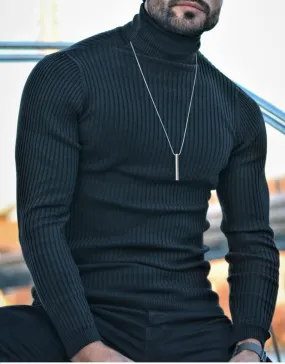 Buy Black Slim Fit Turtleneck Wool Sweater by GentWith | Free Shipping