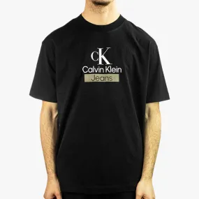 Calvin Klein Mens Stacked Archival Short Sleeve Tee Black