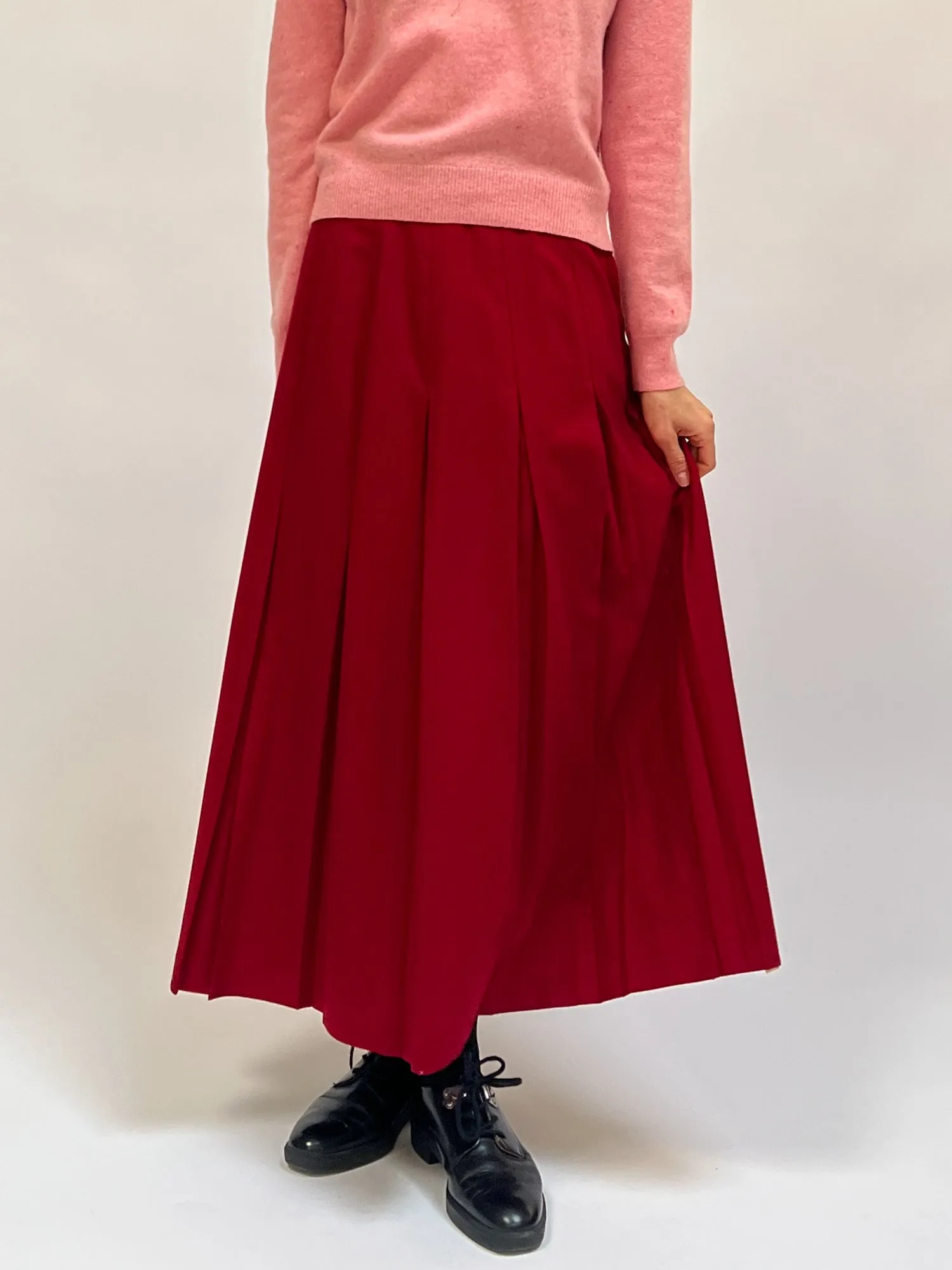 Candy Red Pleated Skirt (M)