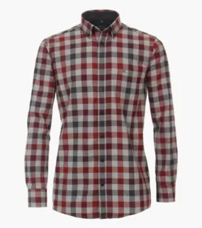 Casa Moda - Check Shirt, Dark Red, Black