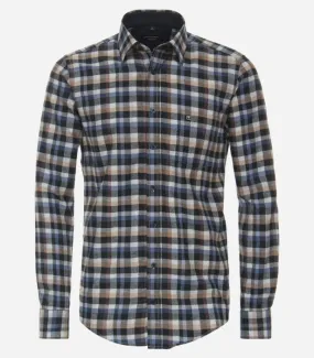 Casa Moda - Check Shirt, Navy, Beige