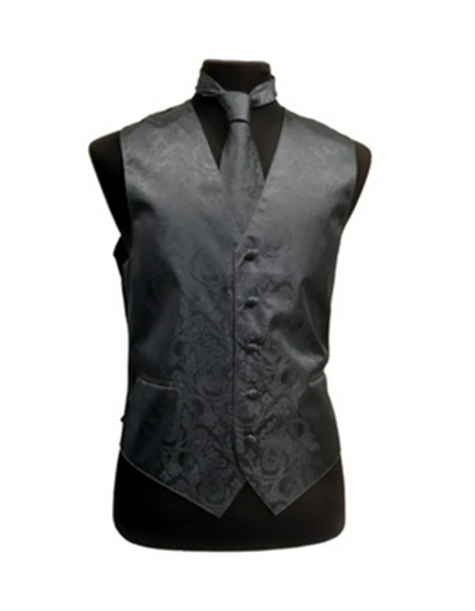 Charcoal Paisley Vest Set