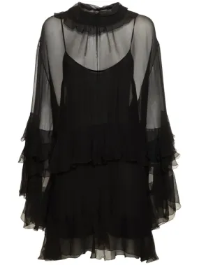 Chloé   Ruffled sheer mini dress 