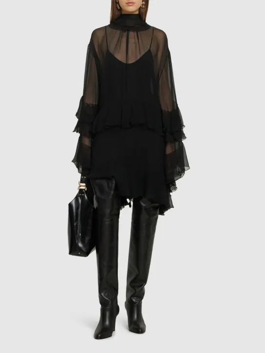 Chloé   Ruffled sheer mini dress 