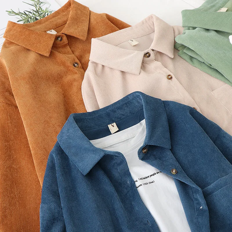 Corduroy long-sleeved shirt