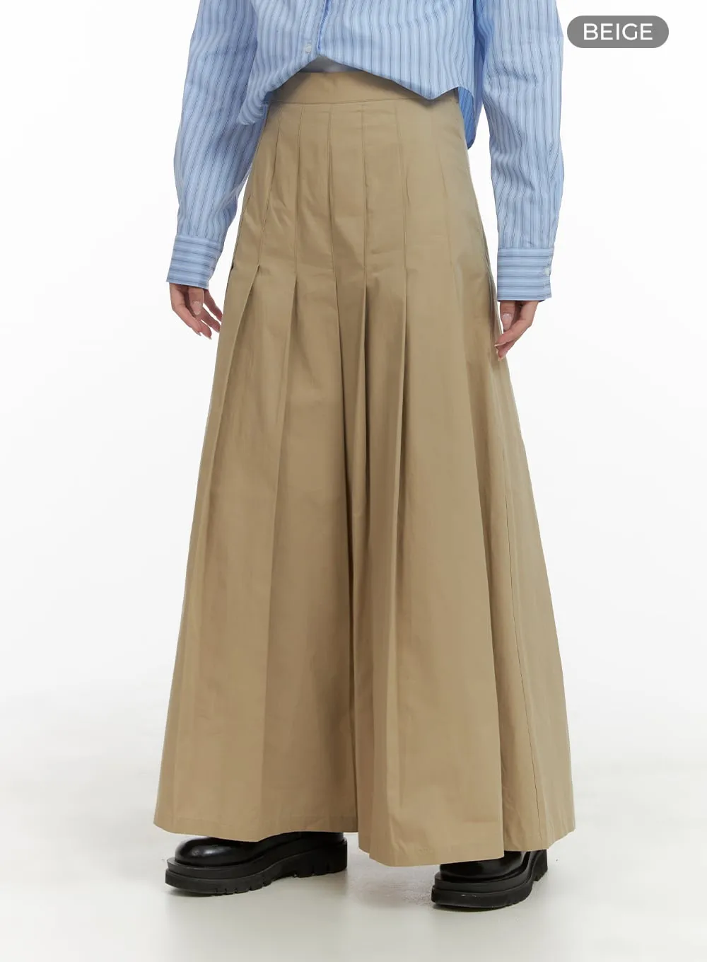 Cotton Pleated Maxi Skirt CA408