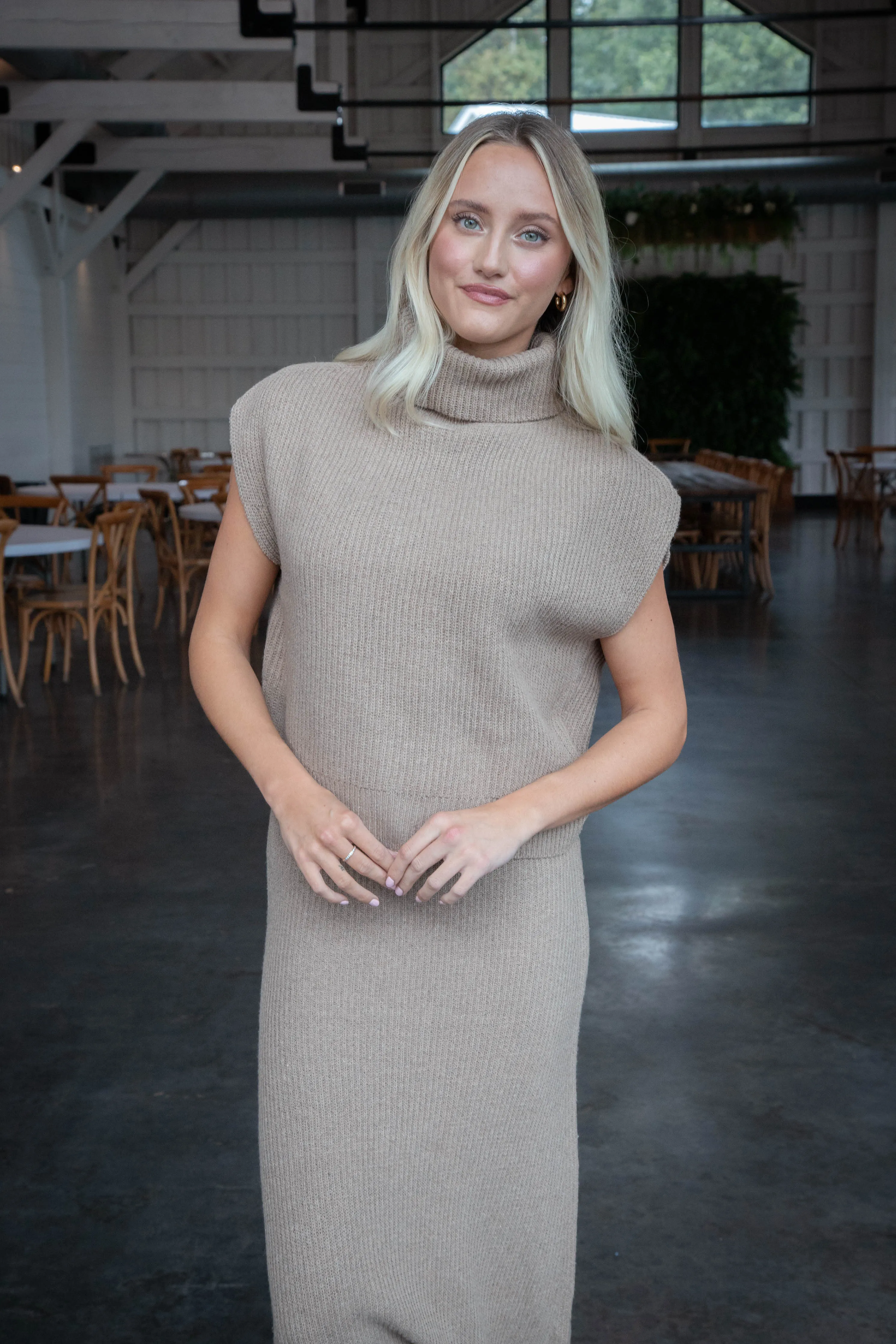 Crosby Ribbed Turtleneck Vest, Dark Taupe | Sadie & Sage