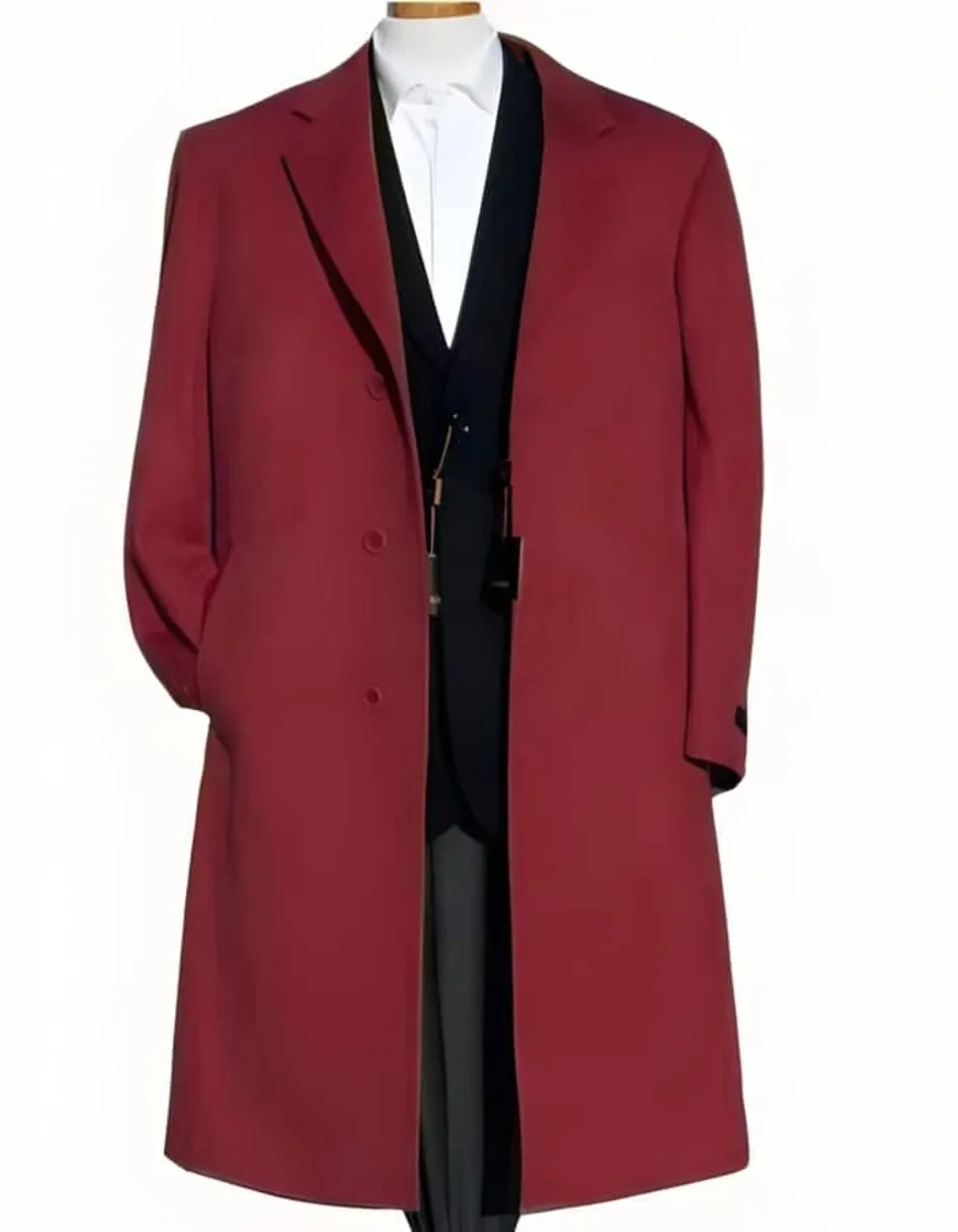 Dark Burgundy Soft Finest Grade Of Cashmere & Wool Overcoat ~ Long men's Dress Topcoat - Winter coat