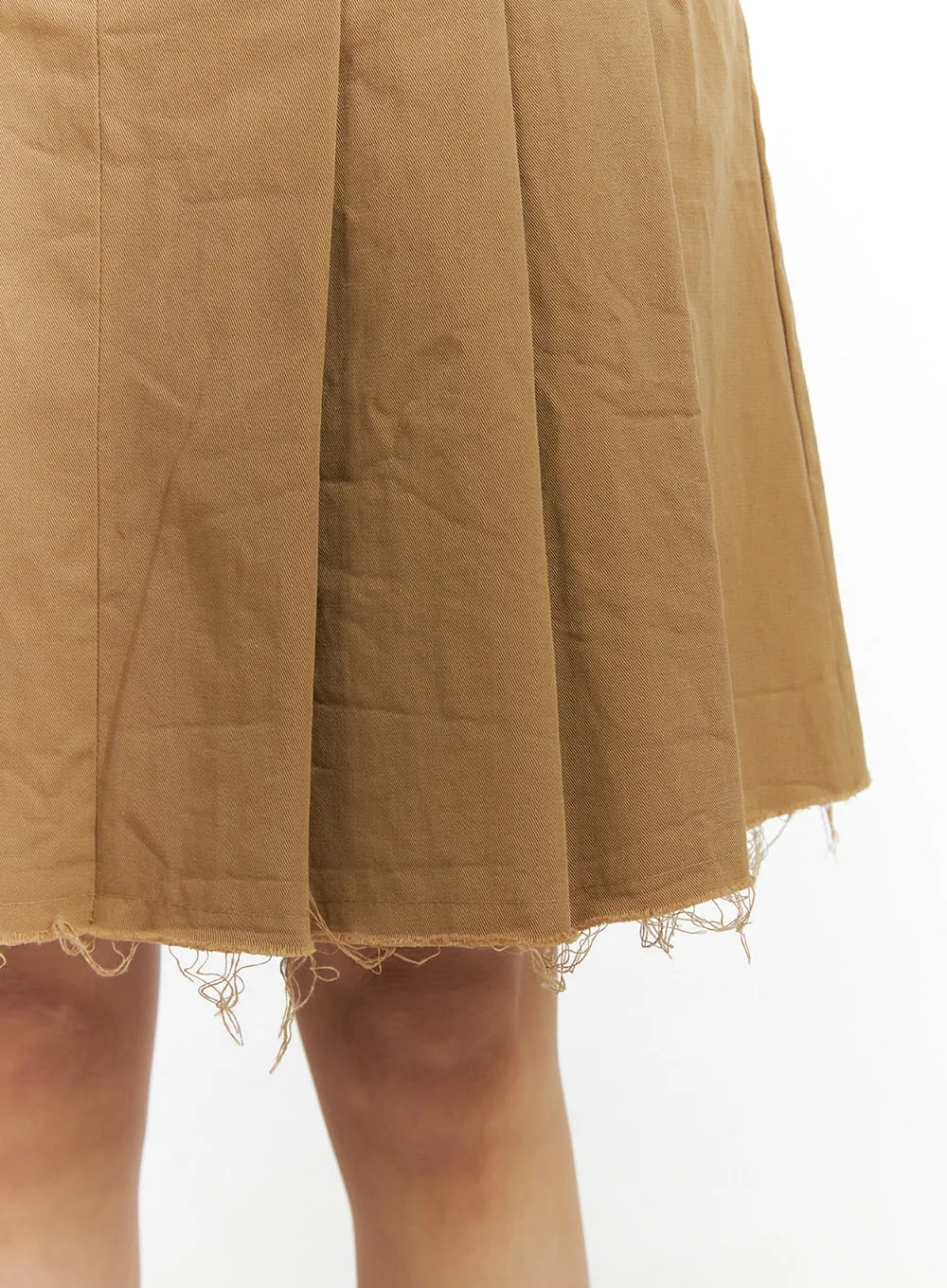 Destroyed Hem Pleated Midi Skirt CM407