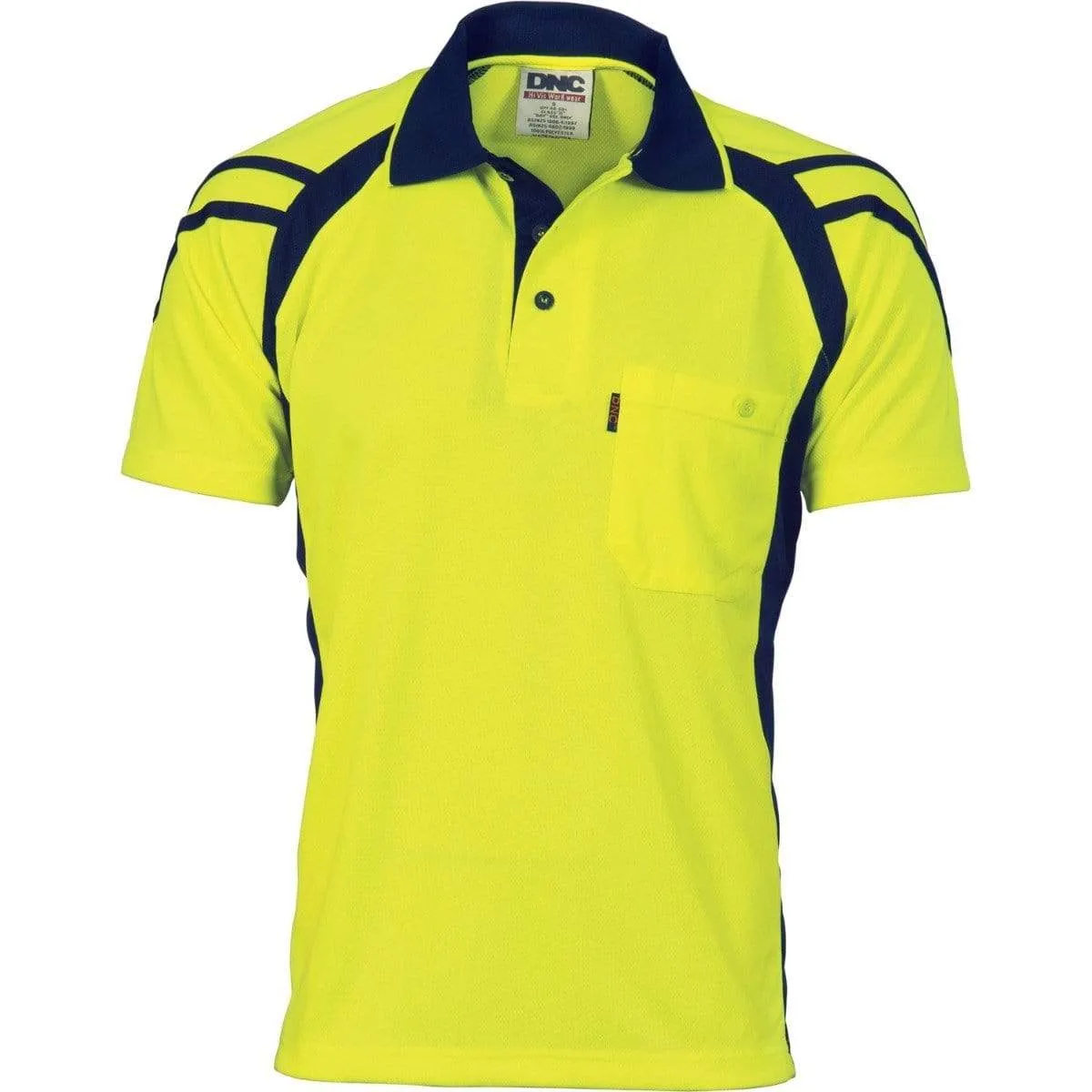 Dnc Workwear Cool Breathe Stripe Panel Short Sleeve Polo Shirt - 3979