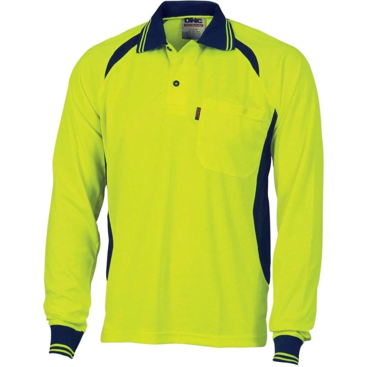 Dnc Workwear Cool-breeze Contrast Mesh Long Sleeve Polo - 3902