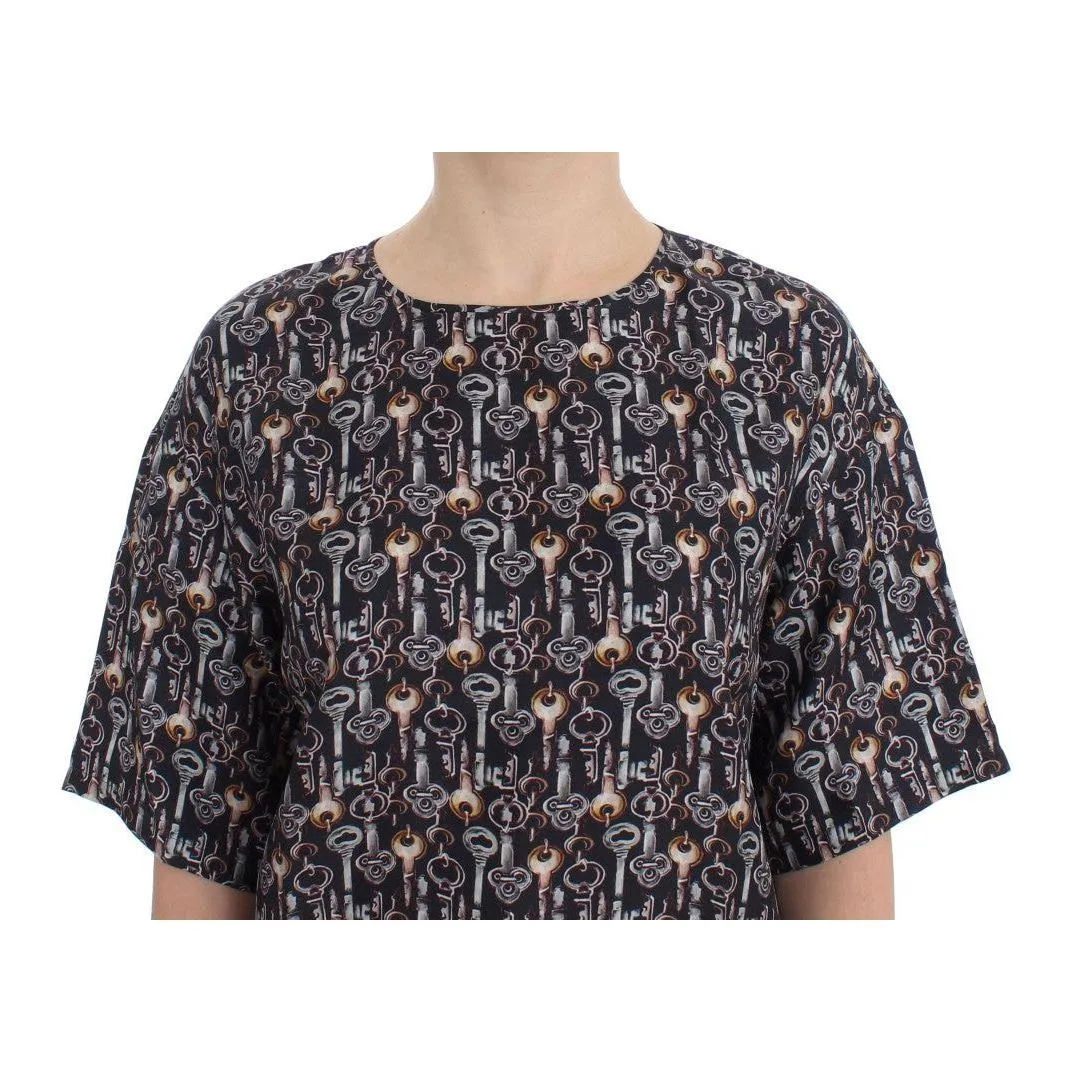 Dolce & Gabbana Enchanted Sicily Silk Blouse with Key Print