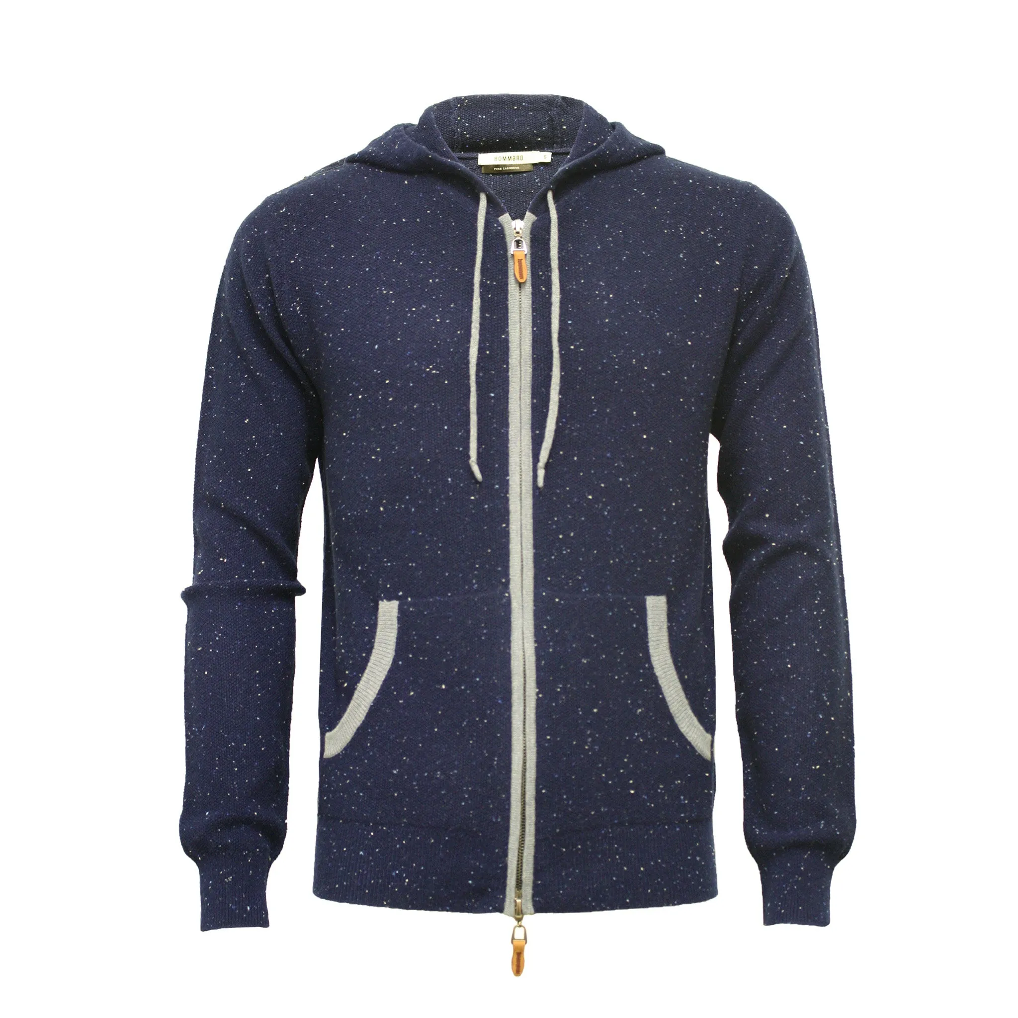 Donegal Blue Cashmere Hooded Zipper Sweater Nowra