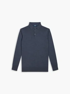 Durham Denim Slim Fit Long Sleeve Merino Wool Polo