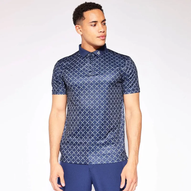 Eleven Degrees Print Polo - True Navy / Golf Grey