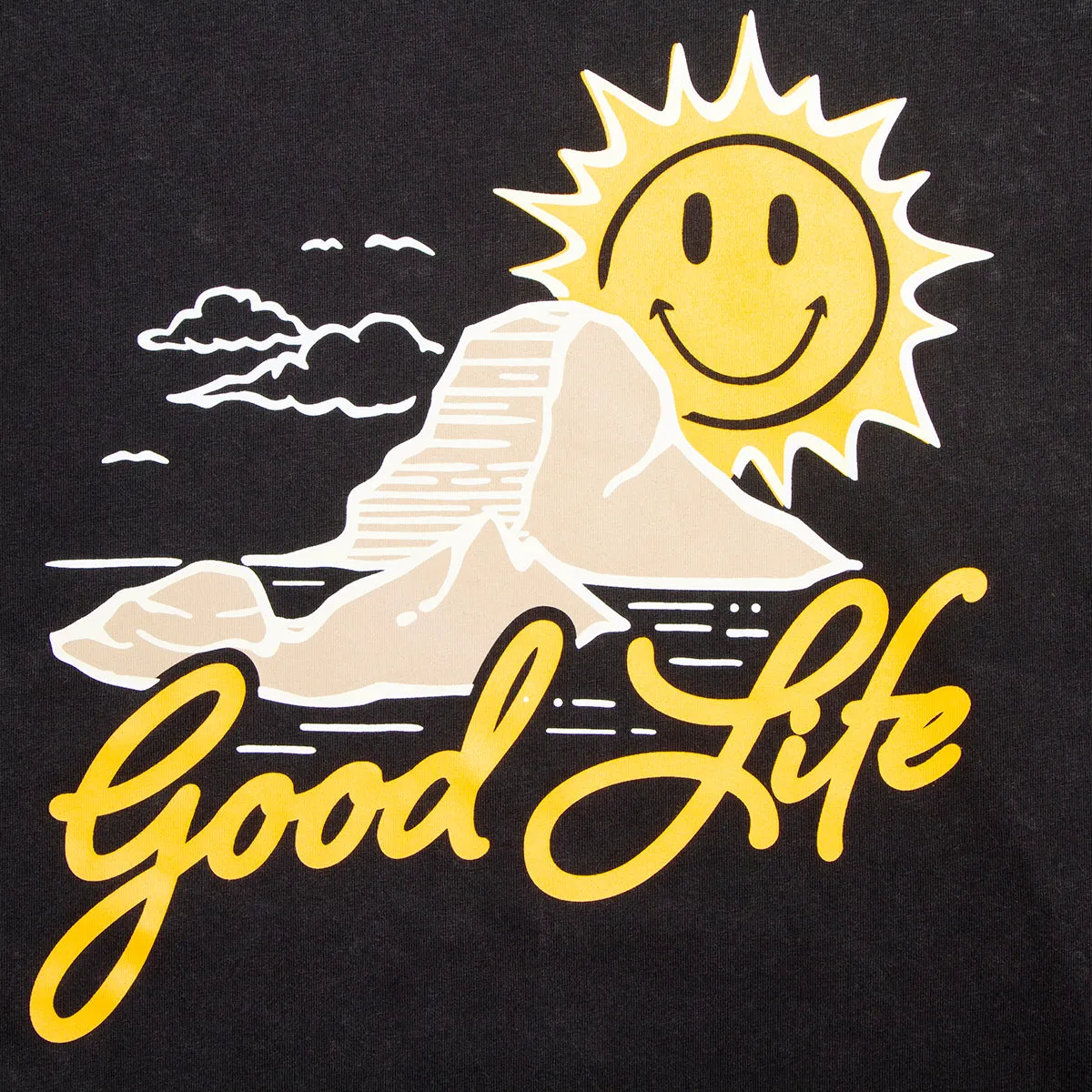 Es Vedrà Good Life Back  - Oversized Tshirt - Stone Wash Black