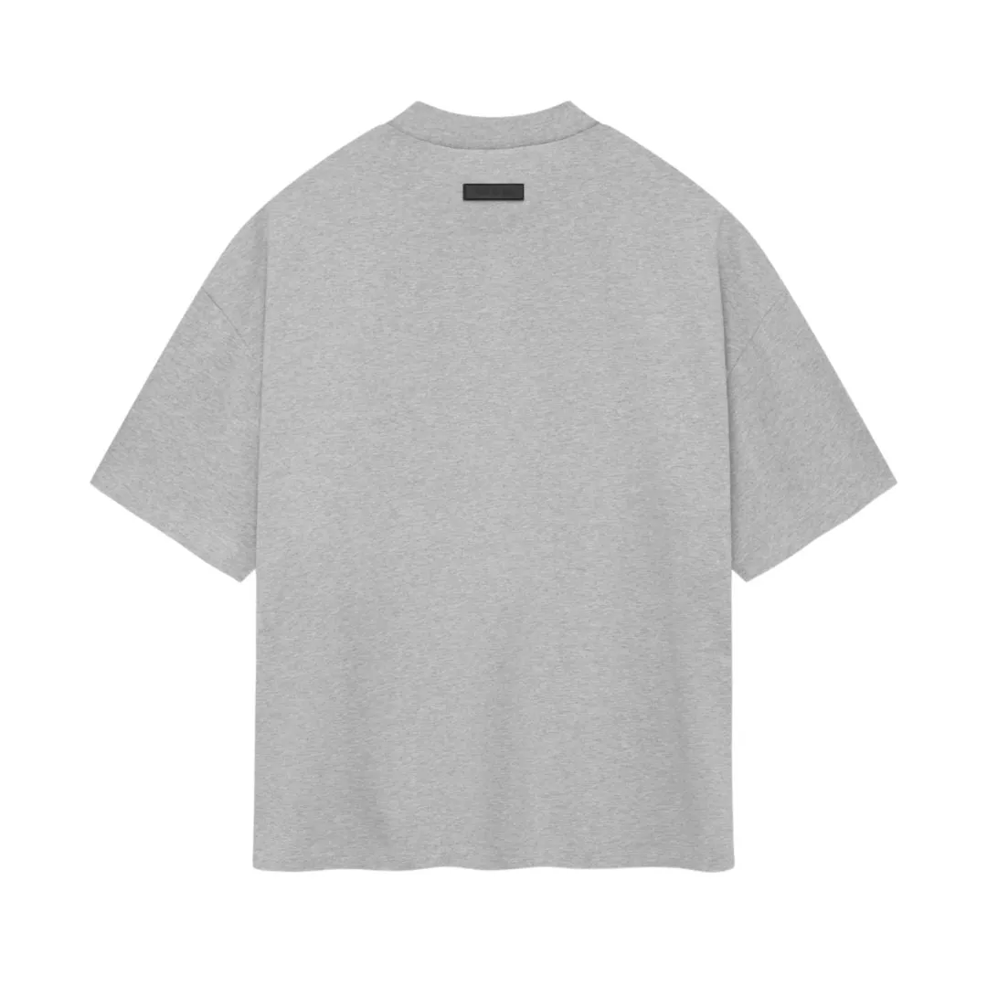 ESSENTIALS FOG CHEST LOGO T-SHIRT DARK HEATHER OATMEAL