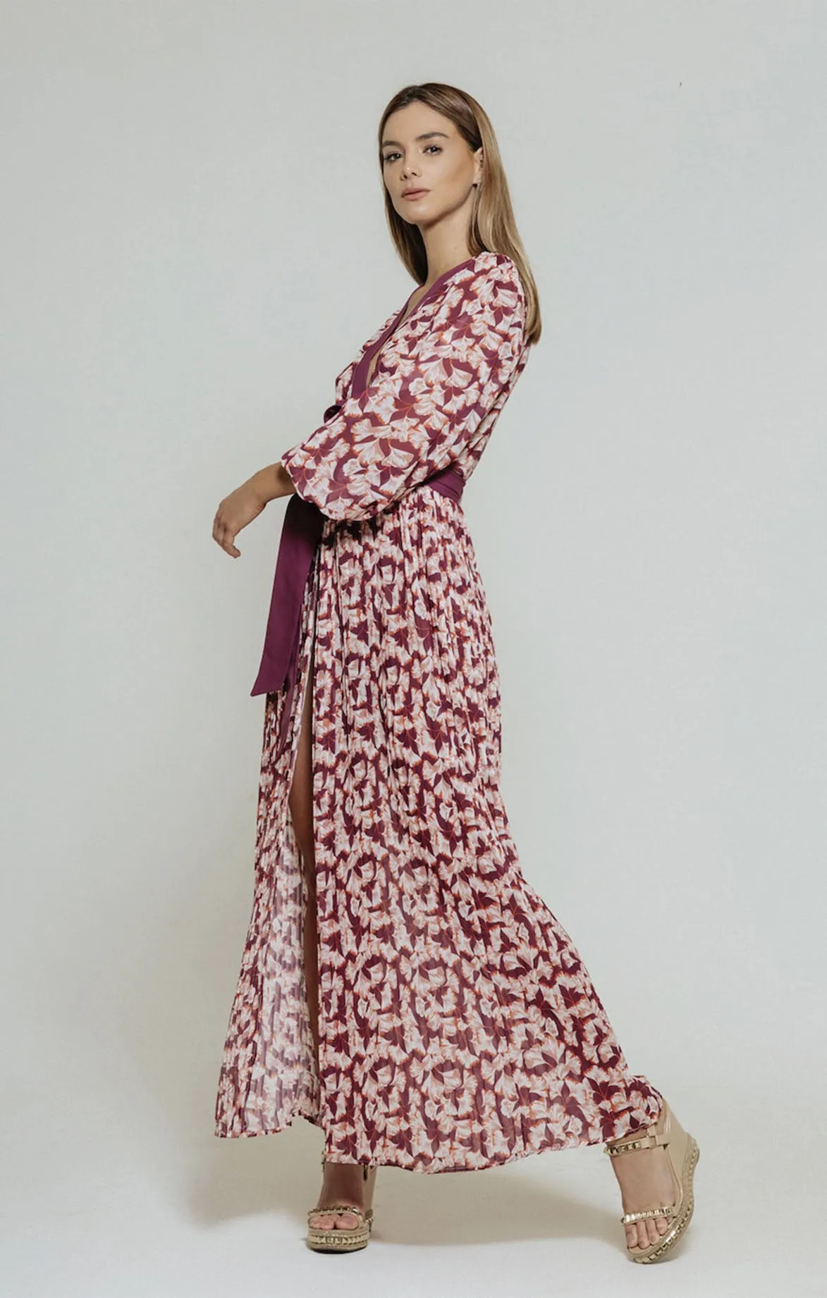 Flower Print Amaranta Front-tie Robe