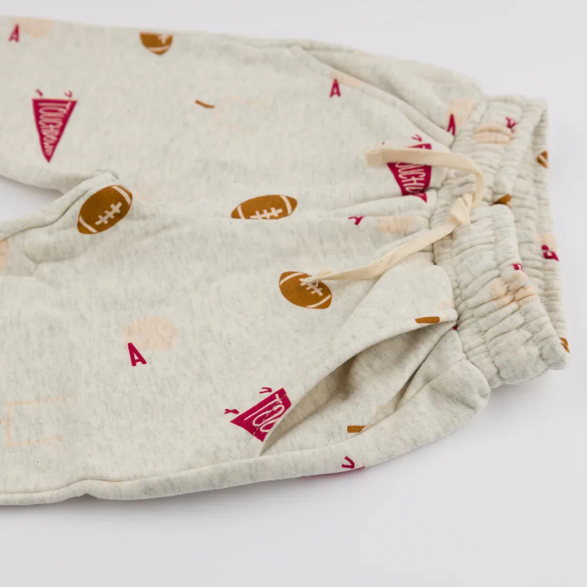 Football Print Pocket Jogger - Oatmeal Heather