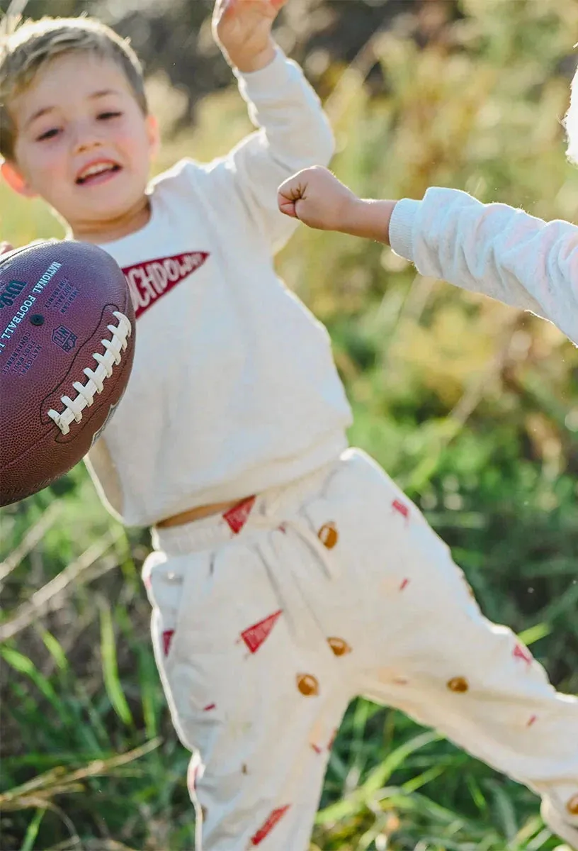 Football Print Pocket Jogger - Oatmeal Heather