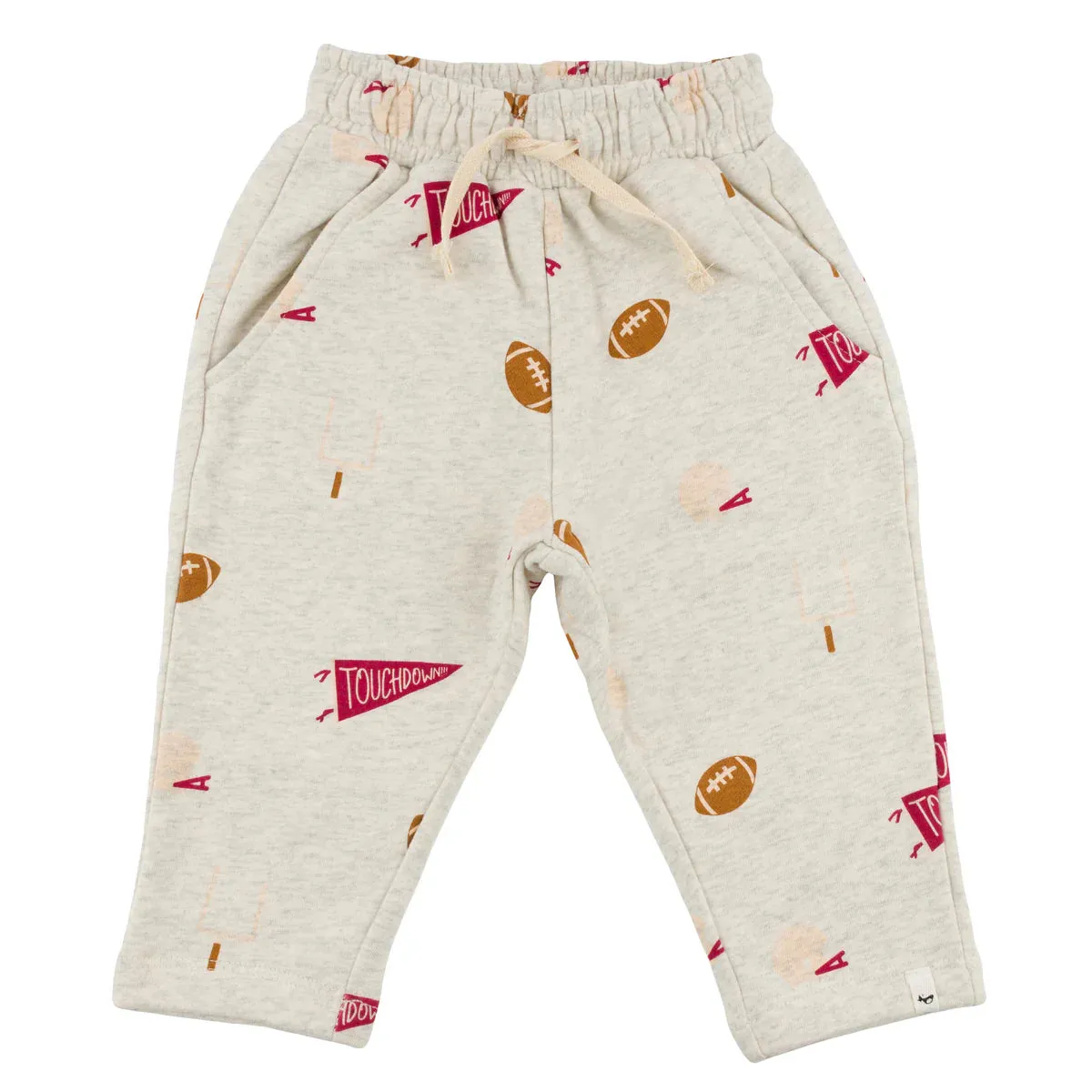 Football Print Pocket Jogger - Oatmeal Heather