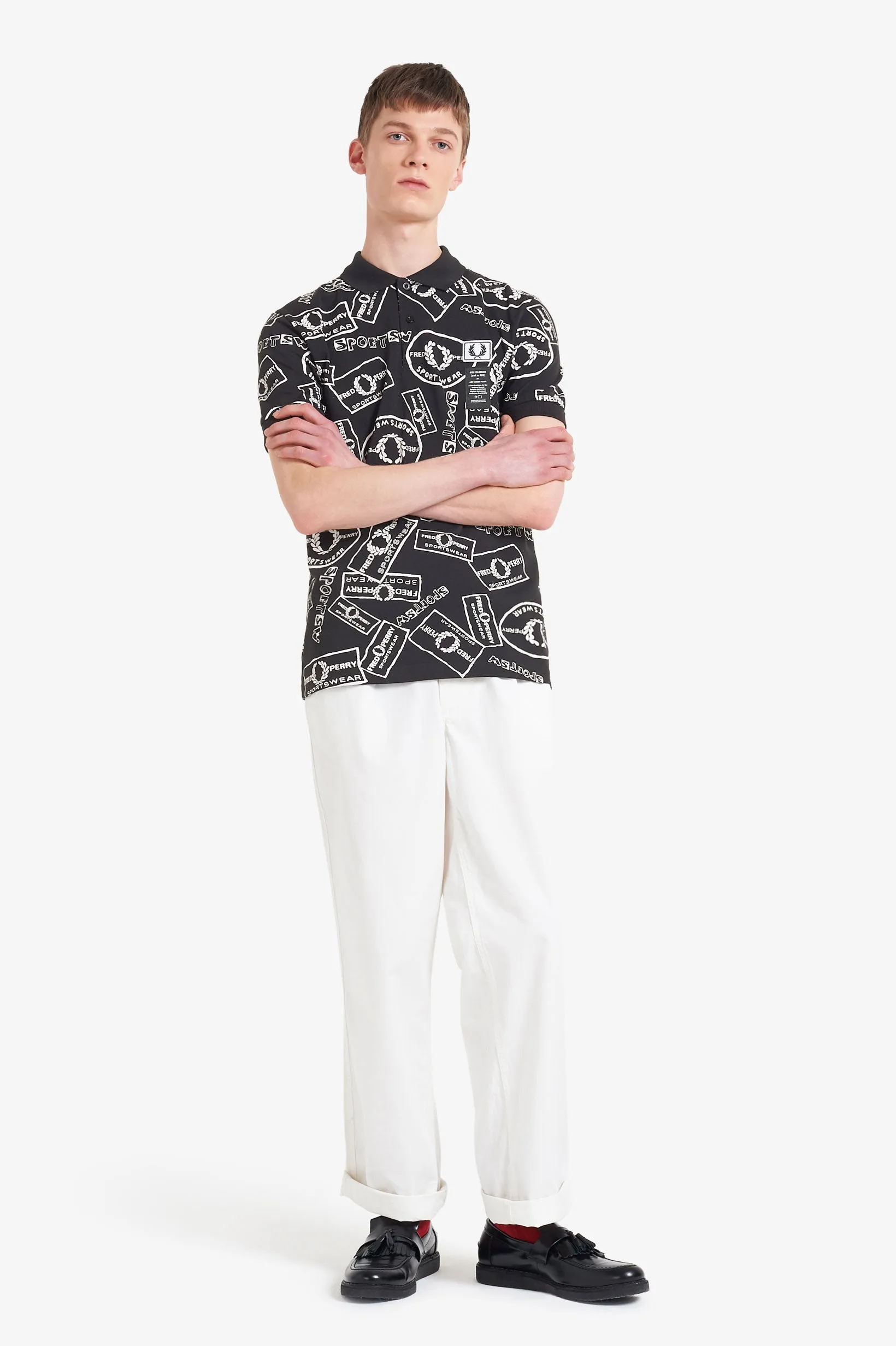 Fred Perry X Art Comes First Multi Print Polo Shirt