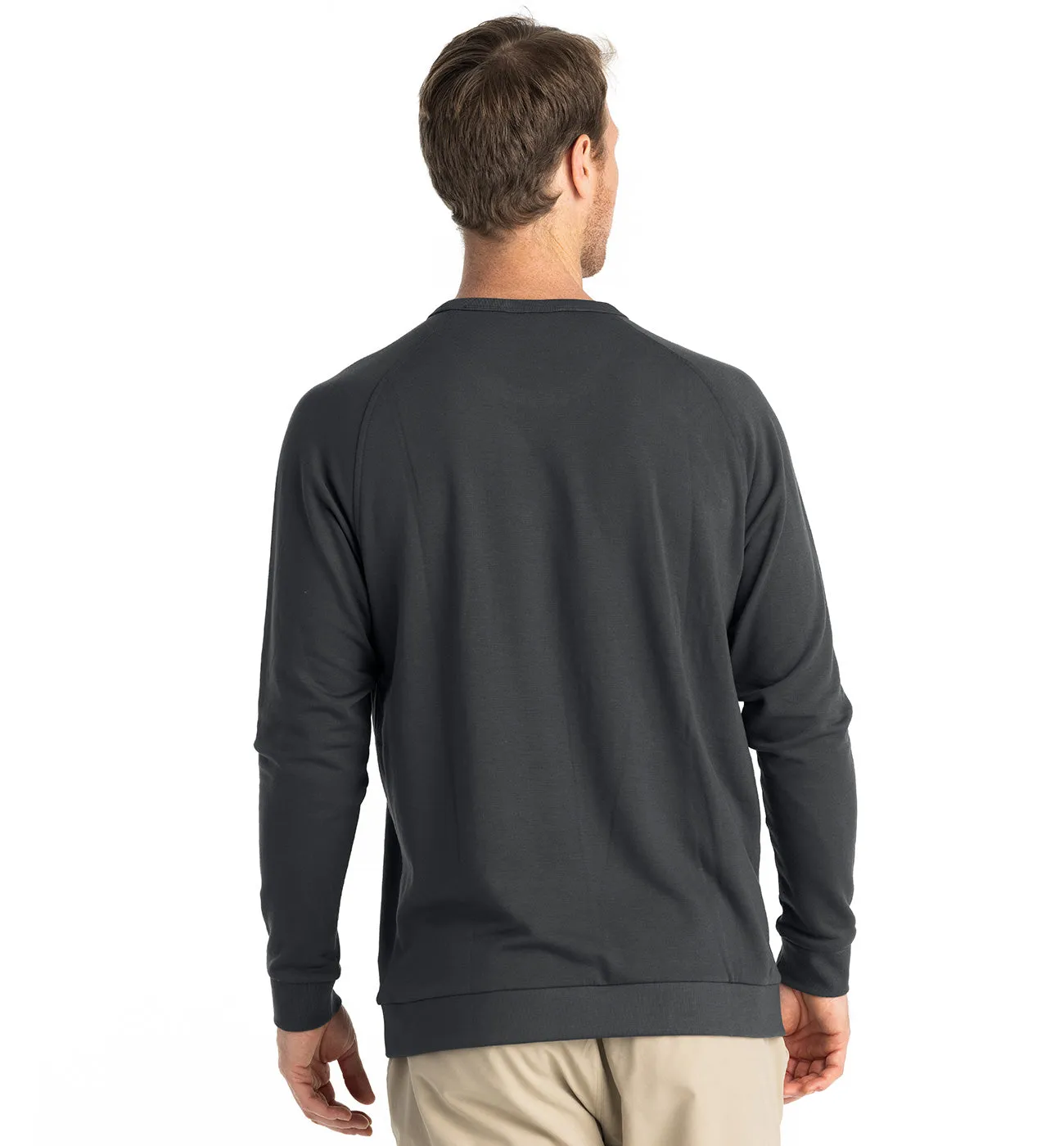 Free Fly Men's Bamboo Lightweight Fleece Crew - BLACK SAND