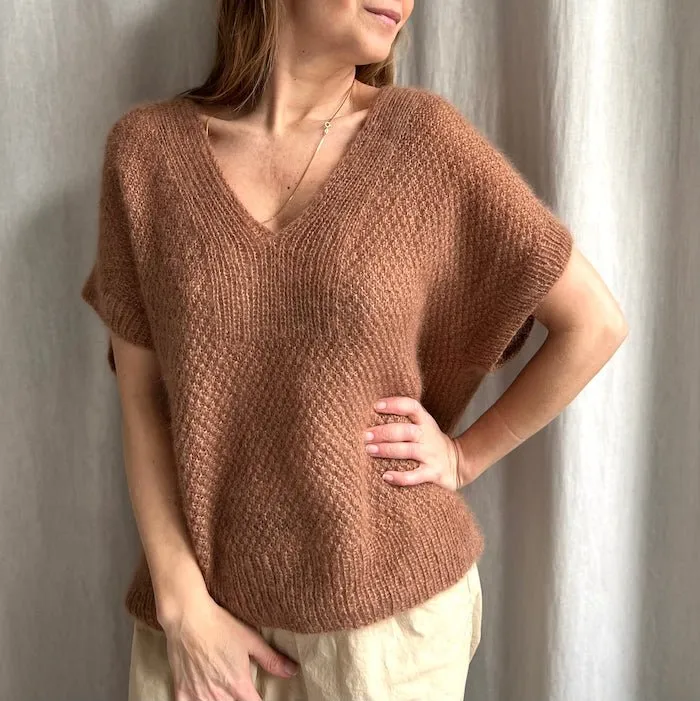 Fungus Slipover V-neck by Refined Knitwear, silk mohair knitting kit