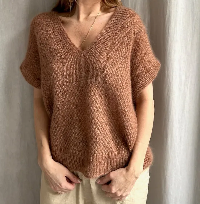 Fungus Slipover V-neck by Refined Knitwear, silk mohair knitting kit