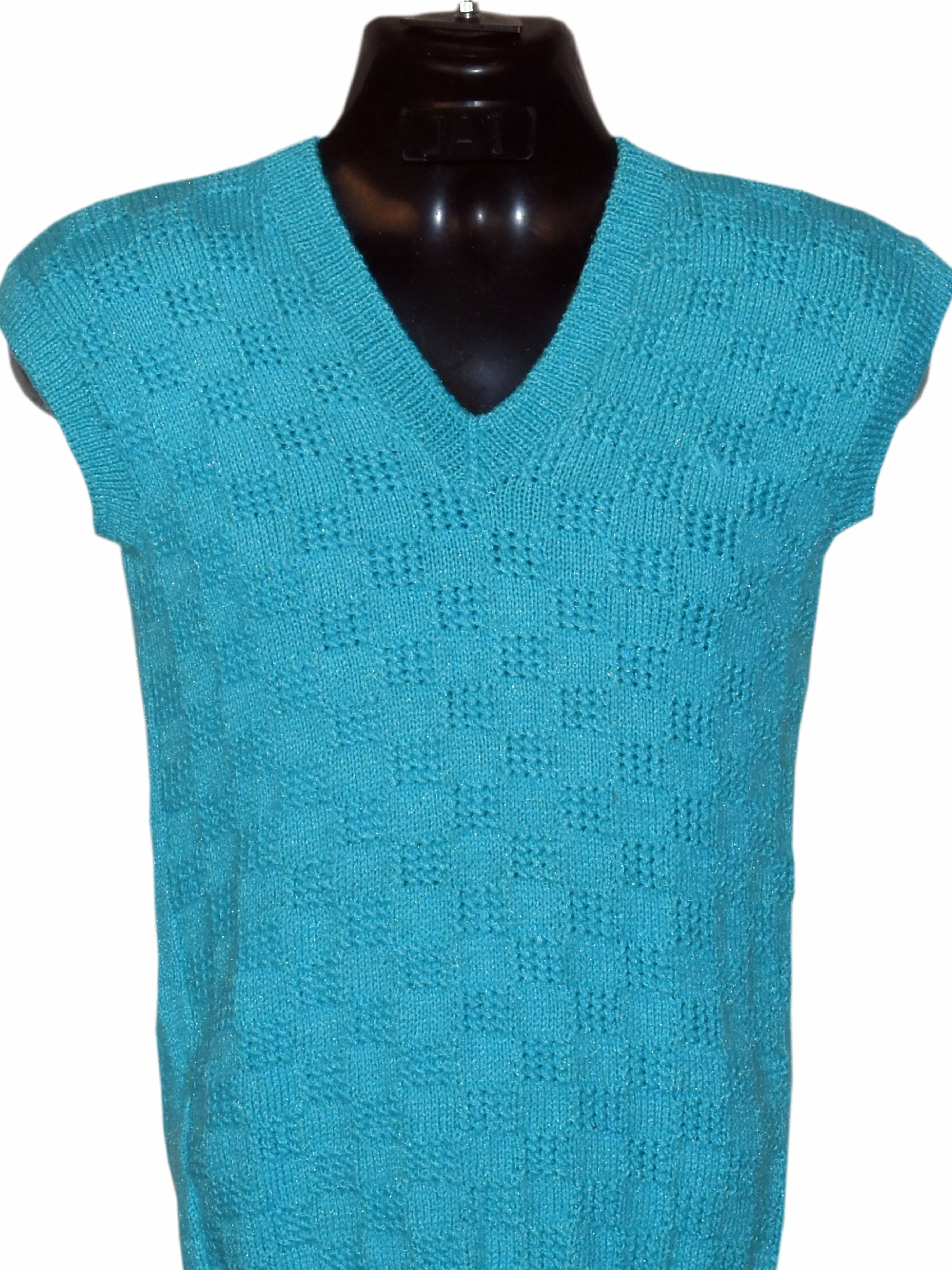 GraminArts  Handmade Woollen Sleeveless Knitted  Deep Sky Blue Color Formal Vest Pullover For Men